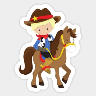 Cowboy, Sheriff, Horse, Western, Blond Hair Sticker